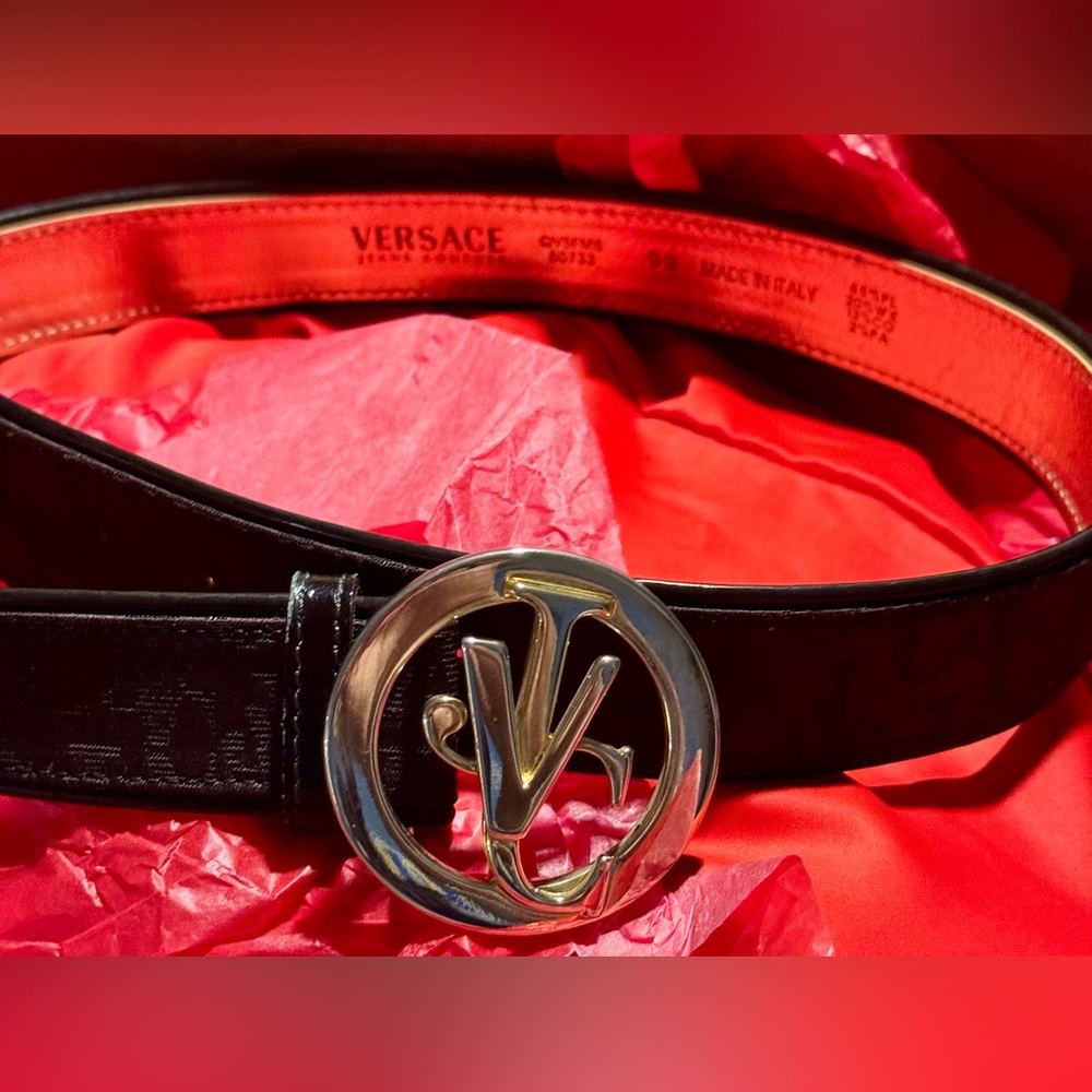 Versace Brown Belt with Gold Logo Buckle